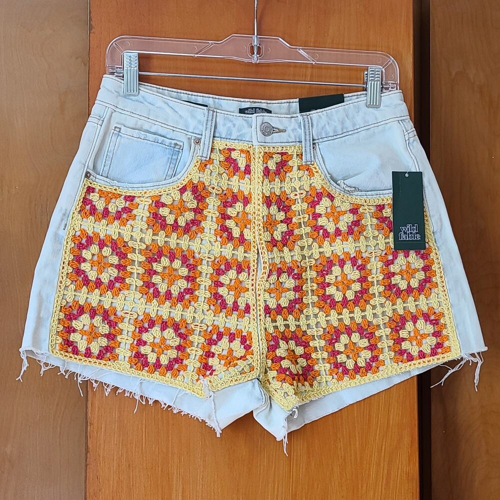 Womens Wild Fable Highest Rise Cutoff Shorts Crocheted 8/29 NWT Button Fly
